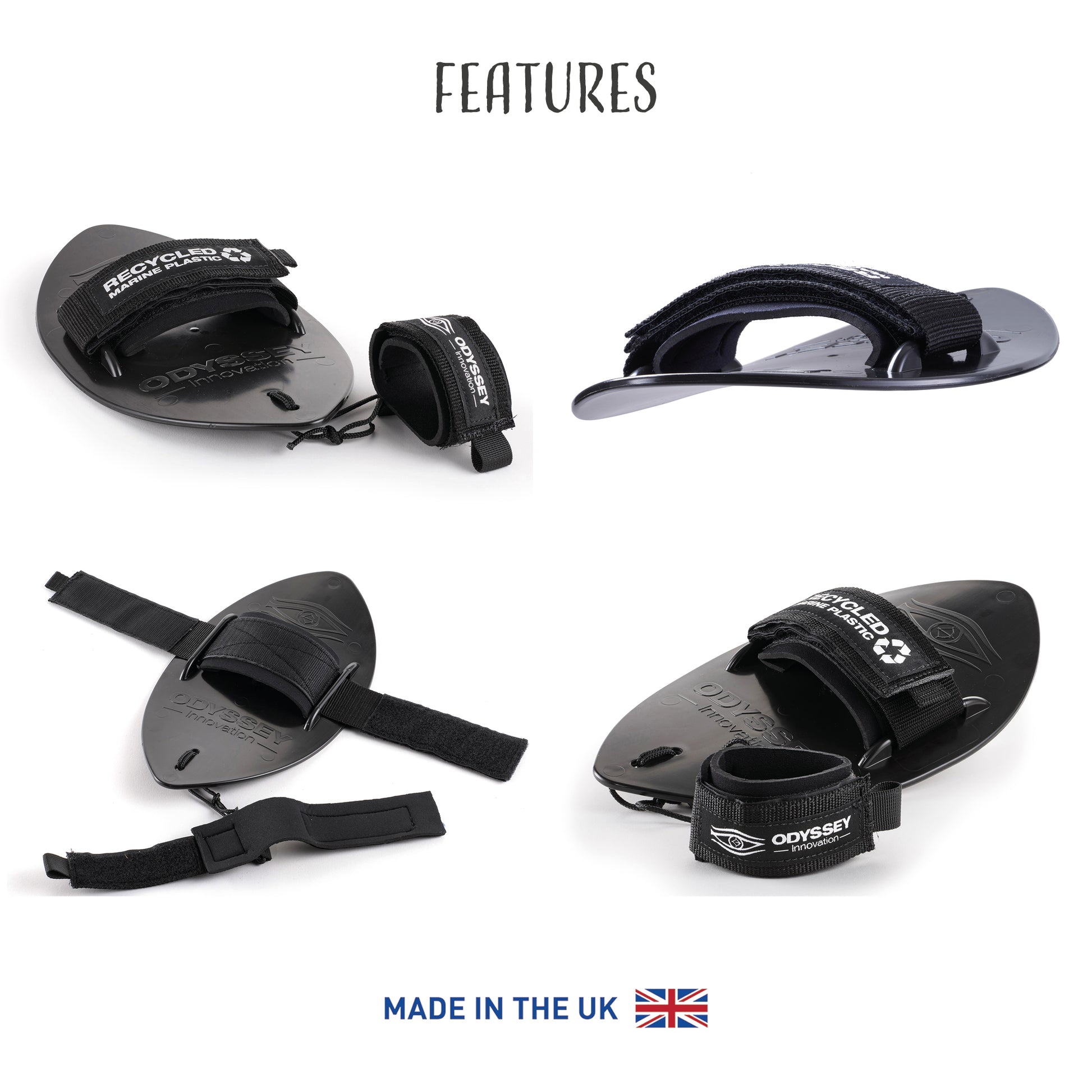 Recycled Materials: Ride waves sustainably with this eco-conscious handplane. Versatile Performance: Slim design, concave underside, and adjustable strap for superior handling. Comfortable: Includes a one-size-fits-all 3mm neoprene hand strap system for comfort and security. Lightweight: Compact and lightweight for easy transport.