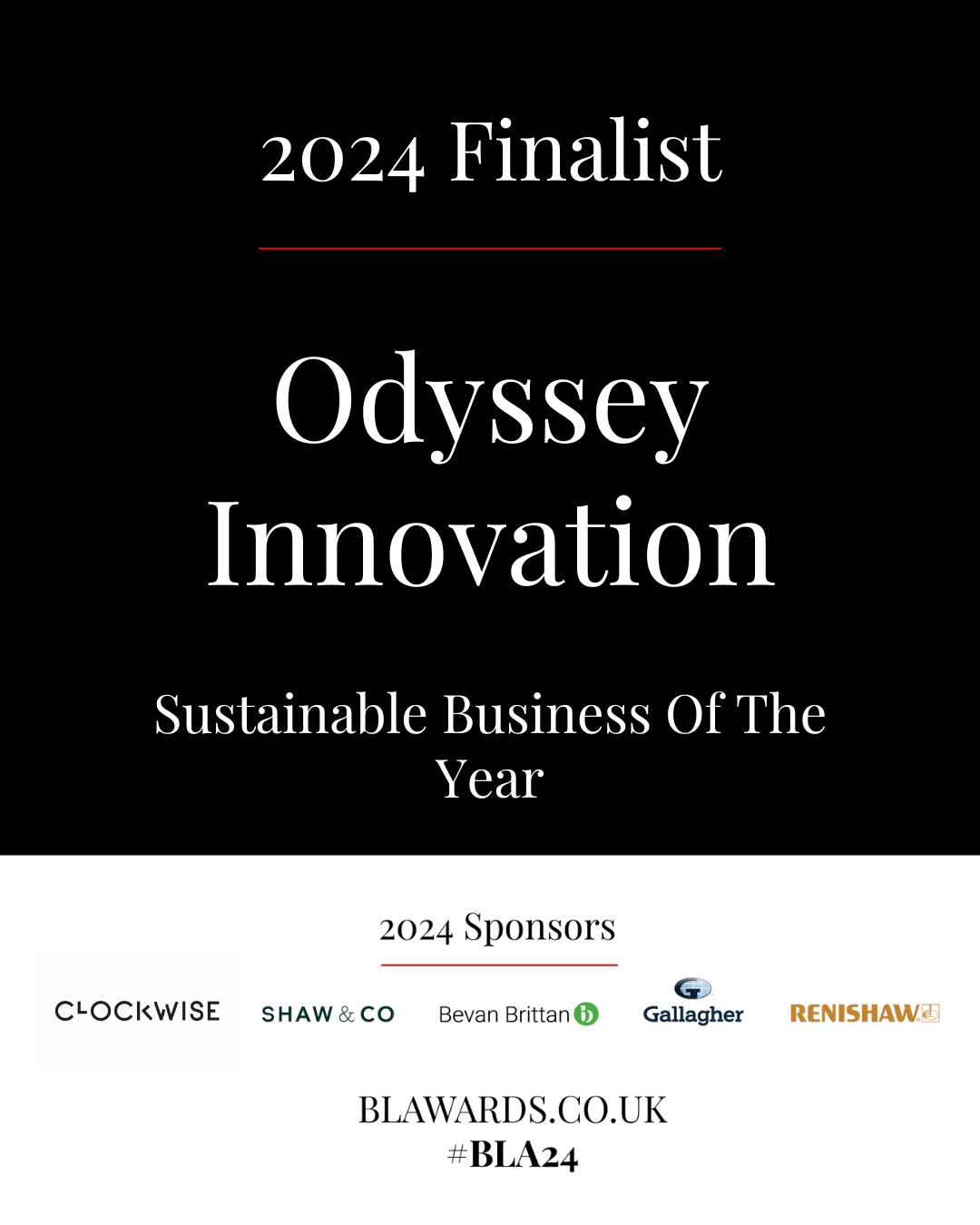 Odyssey Innovation shortlisted in the Sustainable Business Of The Year for the Business Leader South West Awards 2024