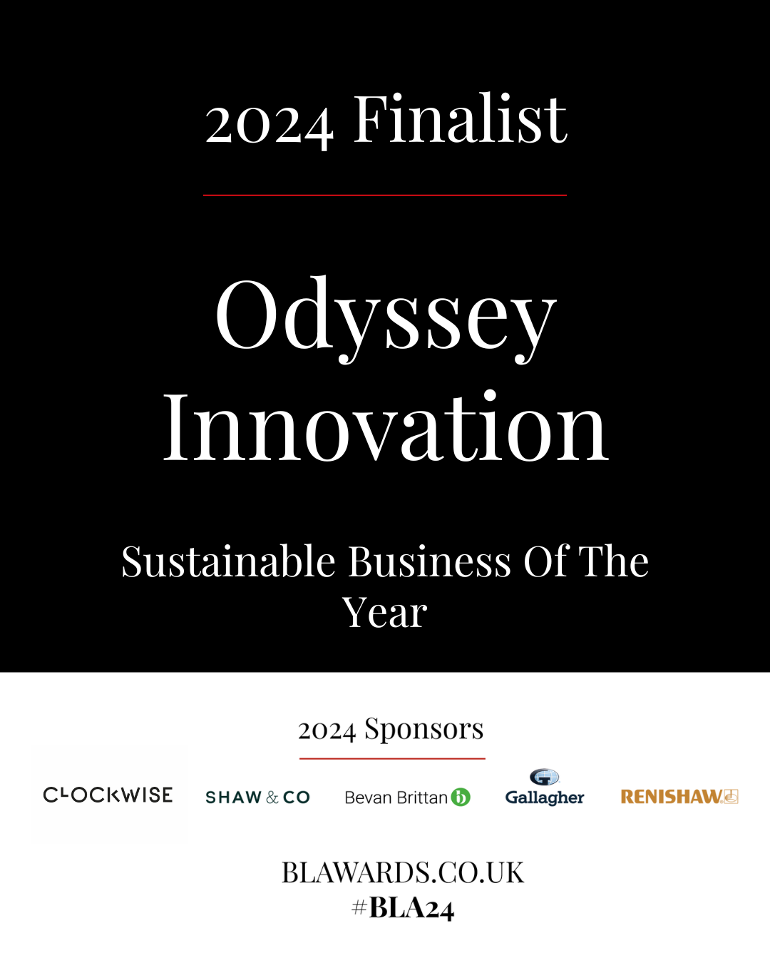 Odyssey Innovation shortlisted for Sustainable Business of the Year at the Business Leader South West Awards 2024