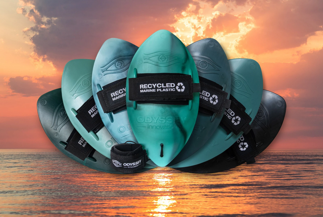 The Odyssey Handplane — 100% recycled marine plastic surfing handplane made in the South West UK by Odyssey Innovation