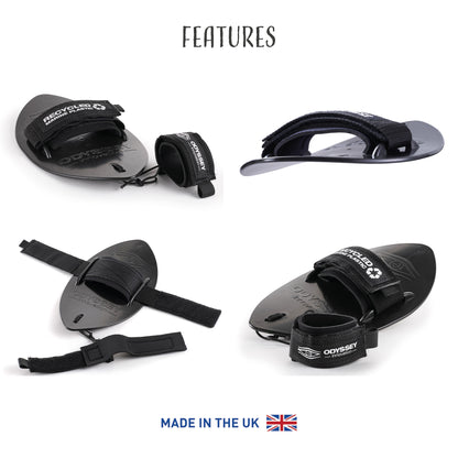 Recycled Materials: Ride waves sustainably with this eco-conscious handplane. Versatile Performance: Slim design, concave underside, and adjustable strap for superior handling. Comfortable: Includes a one-size-fits-all 3mm neoprene hand strap system for comfort and security. Lightweight: Compact and lightweight for easy transport.