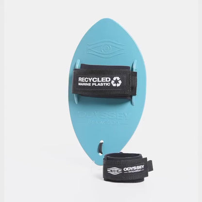 Surfing Handplane. Eco-conscious. Recycled Materials. Comfortable. Lightweight and compact for easy transport. Available in Mint Green, Black, and Aqua.